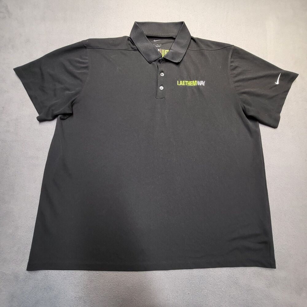 Nike Polo Shirt Mens XL Black‎ Short Sleeve Embroidered Laethem Way